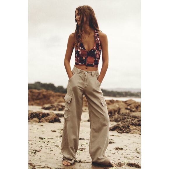 Zara Beaded Bohemian Crop Top - Picture 2 of 6